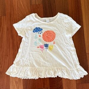 Harper Canyon White Tee with Sun and Cloud Graphic